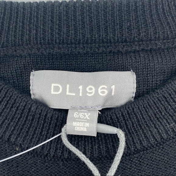 DL1961 Girls Long Sleeves Black Sweater with Tag Meee embroidery size 6/6X New - Picture 3 of 5